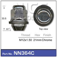 NICE NN364C CHROME WHEEL NUT M12 x 1.5 - SOLD AS EACH