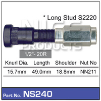 NICE NS240 WHEEL STUD & NUT 1/2" x 49mm LONG FOR FRONT FORD FALCON EA EB ED x1