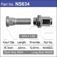 Nice NS634 Wheel Stud & Nut 14 x 1.5mm for Toyota Landcruiser 70 100 200 Alloy