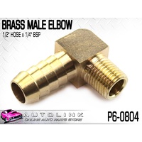 TUBEFIT - BRASS MALE ELBOW 1/2" HOSE x 1/4" BSP ( P6-0804 )