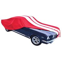 Show Room Car Cover Red with White Stripes Large Velvet Indoor Use PC40170L-RW