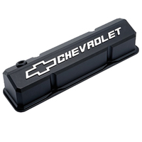 Proform Die Cast Aluminium Valve Covers Black Raised Logo Chev Small Block V8