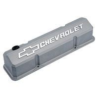 Proform Die Cast Alloy Rocker Covers Gray With Logo for Chev SB V8 PR141-925