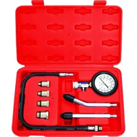 PK TOOL 8 PIECE PETROL ENGINE COMPRESSION TESTER KIT - 300psi GAUGE 4 ADAPTORS