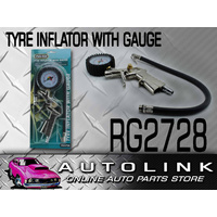 TYRE INFLATOR WITH GAUGE 0 - 180 PSI & KPA FLEXIBLE HOSE IMPACT RUBBER COVER