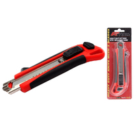 BOX CUTTER UTILITY KNIFE RED WITH 3 REPLACEMENT SNAP OFF BLADES - RG6225 