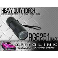 LED HEAVY DUTY TORCH 9 LEDS 90MM LONG METAL HOUSING - BLACK RG6251
