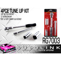 4 PIECE TUNE UP KIT - 3/8" RATCHET EXT BAR 5/8" 13/16" SPARK PLUG SOCKETS
