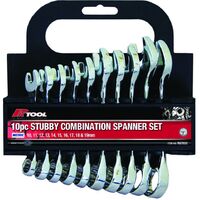 PK TOOL RG7033 10 PIECE STUBBY WRENCH SET OPEN RING COMBO SIZE 10 TO 19mm