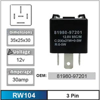 Nice RW104 Flasher Relay 5 Pin 12 Volt 30 Amp for Toyota Models 81980-97201