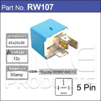Nice RW107 Relay 5 Pin 12 Volt 30 Amp for Toyota Models OEM: 90987-04010