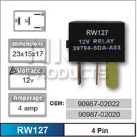 Nice RW127 Relay 4 Pin 12 Volt for Toyota Models 7010126012 90987-