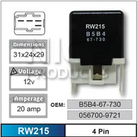 Nice RW215 Relay 4 Pin 12 Volt 20 Amp for Mazda Models B5B4-67-730 056700-9721