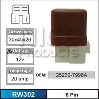Nice RW302 Relay 6 Pin 12 Volt 20 Amp for Nissan Models 25230-7996A