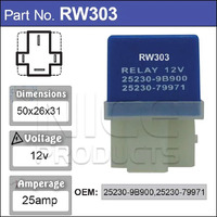 Nice RW303 Relay 4 Pin 12 Volt 25 Amp for Nissan Models 252309B900 25230-79971