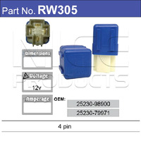 Nice RW305 Relay 4 Pin 12 Volt for Nissan Models 25230-98900 25230-79971