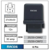 Nice RW306 Relay 6 Pin 12 Volt 30 Amp for Nissan Models 25230-C9962 25230-C9972