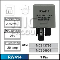 Nice RW414 Relay 3 Pin 24 Volt 20 Amp for Mitsubishi Models MC843786 MC854954