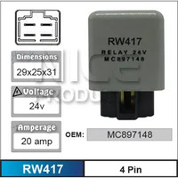 Nice RW417 Relay 4 Pin 24 Volt 20 Amp for Mitsubishi Models MC897148