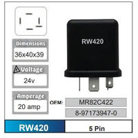 Nice RW420 Relay 5 Pin 24 Volt 20 Amp for Mitsubishi Models MR82C422 8-971739470