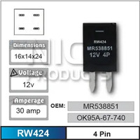 Nice RW424 Relay 4 Pin 12 Volt 30 Amp for Mitsubishi MR538851 OK95A-67-740