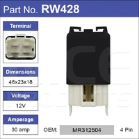 Nice RW428 Relay 4 Pin 12 Volt 30 Amp for Mitsubishi Models MR312504