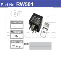 Nice RW501 Universal Relay 4 Pin 12 Volt 20 Amp