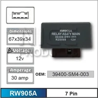 Nice RW905A Fuel Pump Relay 12V 7 Pin 30 Amp for Honda Models 39400-SM4-003