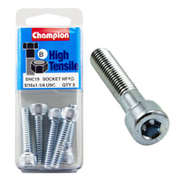 CHAMPION SHC19 HIGH TENSILE HEX HEAD BOLTS UNC 5/16" x 1-1/4" PACK OF 5