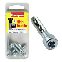 CHAMPION FASTENERS SHM25 HIGH TENSILE HEX HEAD BOLTS METRIC 6mm x 30mm PACK OF 5