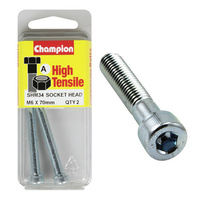 CHAMPION FASTENERS SHM34 HIGH TENSILE HEX HEAD BOLTS METRIC 6mm x 70mm PACK OF 2