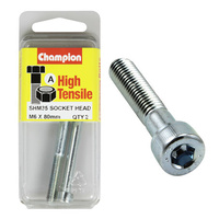 CHAMPION FASTENERS SHM35 HIGH TENSILE HEX HEAD BOLTS METRIC 6mm x 80mm PACK OF 2