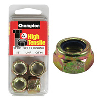 Champion Fasteners SLF81 High Tensile Nylon Lock Nuts 1/2" UNF Pack of 4