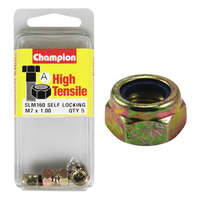 Champion Fasteners SLM160 High Tensile Nylon Lock Nuts Metric M7 x 1.0 Pack of 5