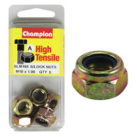 CHAMPION SLM165 HIGH TENSILE NYLON LOCK NUTS METRIC M10 x 1.0 PACK OF 5