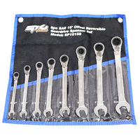 SP TOOLS METRIC 15° 8PC OFFSET REVERSIBLE GEARDRIVE WRENCH SPANNER SET SP10158