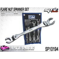 SP TOOLS 4PC SAE FLEXHEAD FLARE WRENCH / SPANNER SET ( SP10194 )