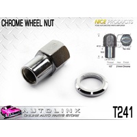 NICE CHROME WHEEL NUT 1/2" THREAD SHANK TYPE 21mm HEX - SOLD AS 1 T241