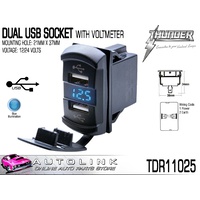 THUNDER DUAL USB SOCKET WITH VOLTMETER MOUNT: 21mm x 37mm ( TDR11025 )