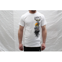 CROW CAMS WHITE T-SHIRT FORD FGX DRAG PRINT ON BACK & CROW ON FRONT - 3XL