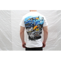 CROW CAMS WHITE T-SHIRT FORD FGX DRAG PRINT ON BACK & CROW ON FRONT - XLARGE