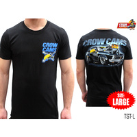 CROW CAMS BLACK T-SHIRT HOLDEN TORANA ARTWORK ON BACK SIZE: LARGE TST-L