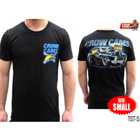 CROW CAMS BLACK T-SHIRT HOLDEN TORANA ARTWORK ON BACK SIZE: SMALL TST-S