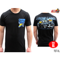 CROW CAMS BLACK T-SHIRT HOLDEN TORANA ARTWORK ON BACK SIZE: EXTRA LARGE TST-XL