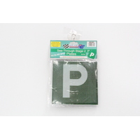 P PLATES VG301 GREEN WITH WHITE "P" PERFORATED STATIC TYPE VIC & WA PAIR
