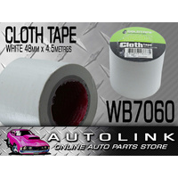 CLOTH / RACE TAPE 48MM x 4.5 METRES ROLL WHITE 100 MILE / GAFFER TAPE WB7060