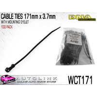 DNA CABLE TIES 171mm x 3.7mm BLACK WITH EYELET - PACK OF 100 ( WCT171 ) 
