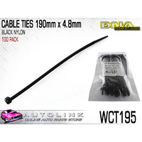 DNA CABLE TIES 190mm x 4.8mm UV RESISTANT BLACK - PACK OF 100 ( WCT195 ) 