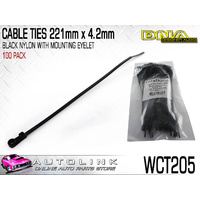 DNA CABLE TIES 221mm x 4.2mm BLACK WITH EYELET - PACK OF 100 ( WCT205 ) 