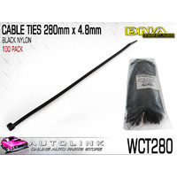 DNA CABLE TIES 280mm x 4.8mm UV RESISTANT BLACK - PACK OF 100 ( WCT280 ) 